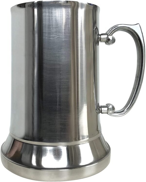 1 20oz Double Wall 188 Stainless Steel Tankard Beer Mug Shaker Patented Mould Design Enjoy Favourite Beer Drinks Style Handle In Silver