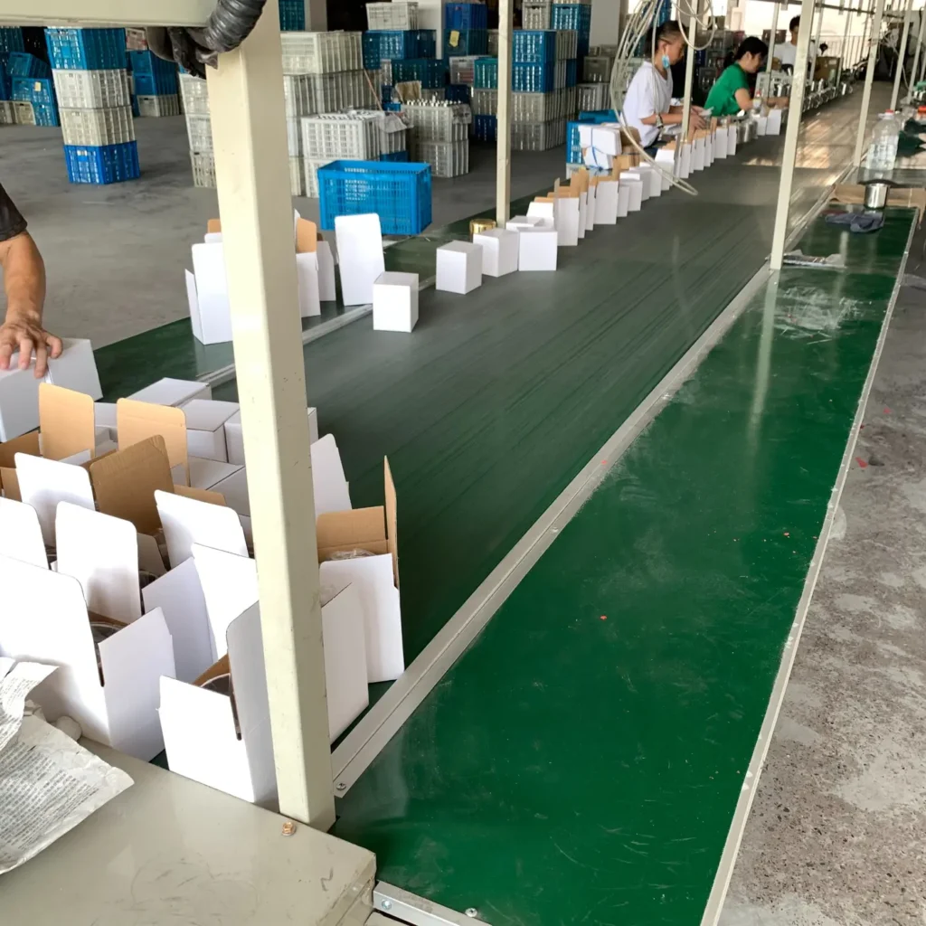 Stainless steel mugs being packed for wholesale shipment
