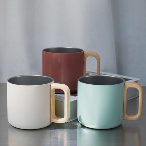 300ml stainless steel mug with plastic handle